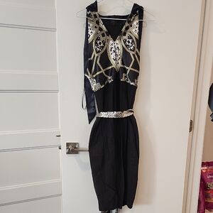 P2P 20" Elegant Black and Gold Women's Dress